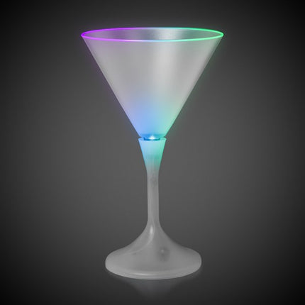 LED Multicolor Light Up 7 Oz Martini Glass With White Stem