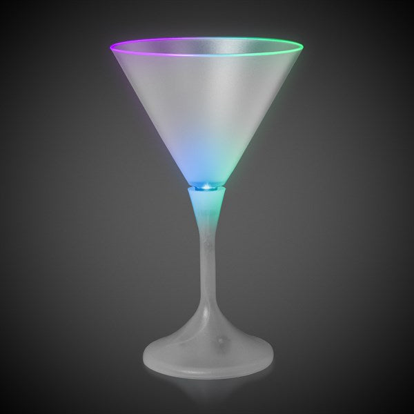 LED Multicolor Light Up 7 Oz Martini Glass With White Stem