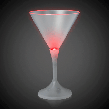 LED Multicolor Light Up 7 Oz Martini Glass With White Stem