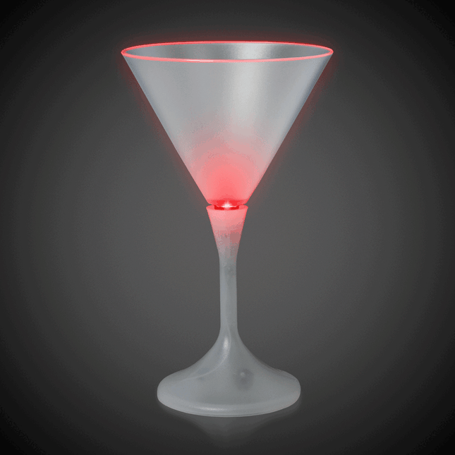 LED Multicolor Light Up 7 Oz Martini Glass With White Stem
