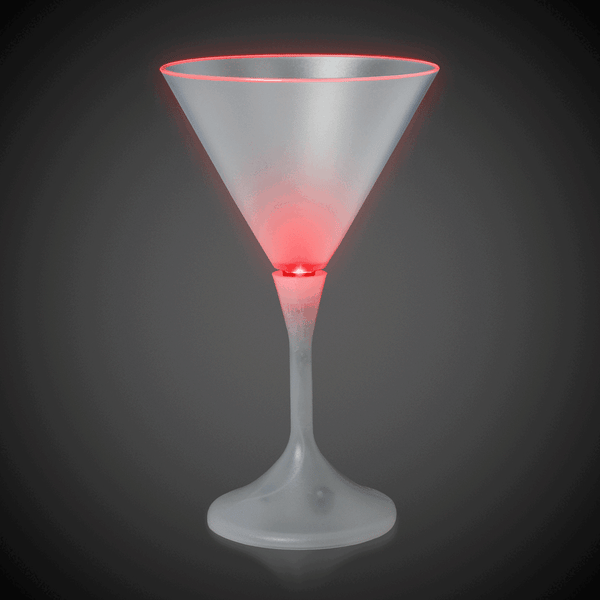 LED Multicolor Light Up 7 Oz Martini Glass With White Stem