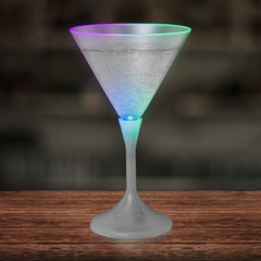 LED Multicolor Light Up 7 Oz Martini Glass With White Stem
