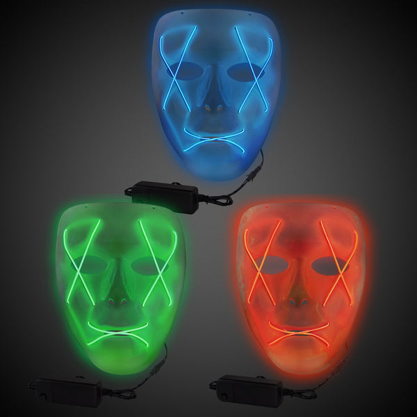 LED Assorted EL Wire Masks - 3 Per Pack