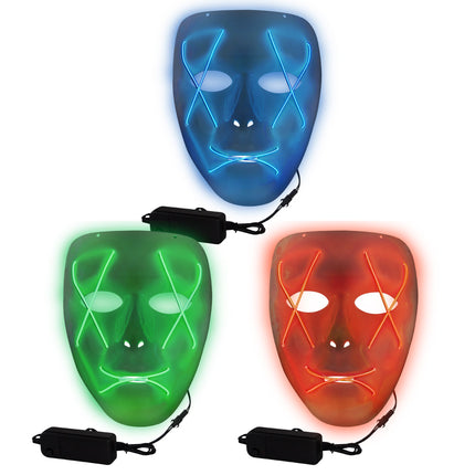 LED Assorted EL Wire Masks - 3 Per Pack