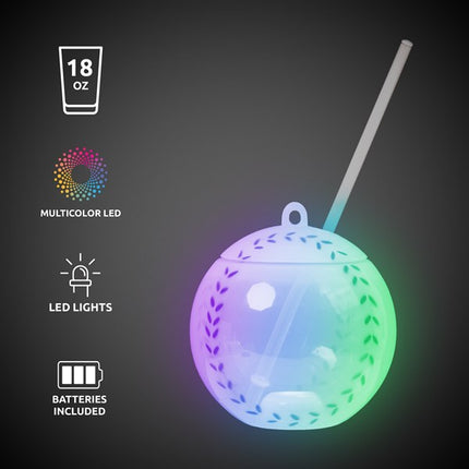 LED Light Up Multi Color 18 Oz Baseball Tumbler