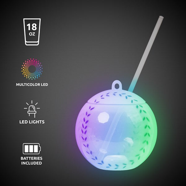 LED Light Up Multi Color 18 Oz Baseball Tumbler