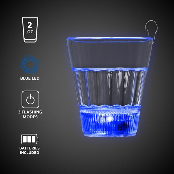 LED Blue Light Up 2 Oz Shot Glass With Clip