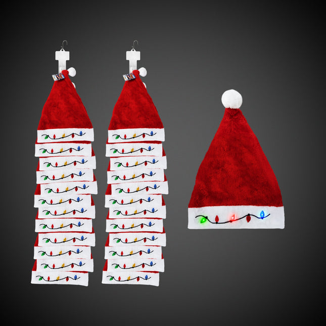 LED Christmas Bulb Santa Hats Retail Hanging Display - 24 Per Pack