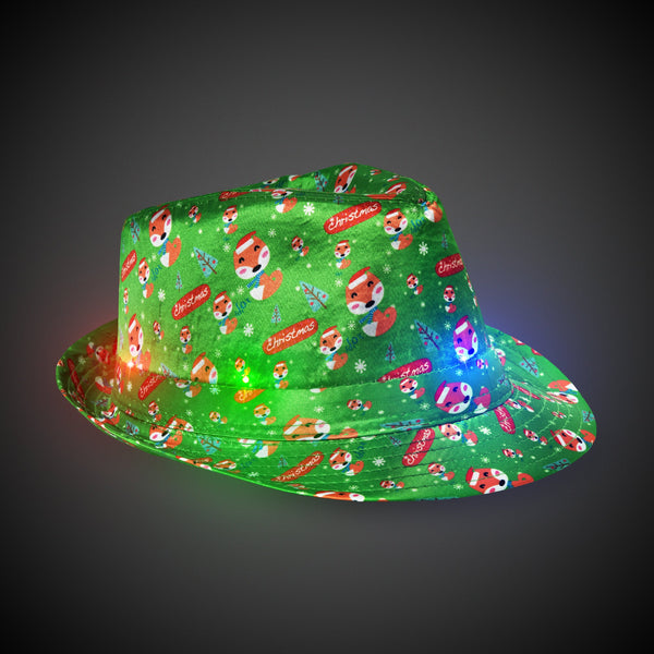 LED Christmas Fedora Hats Retail Display - 12 Hats Per Pack
