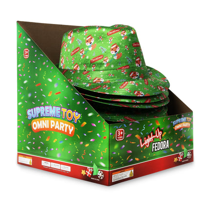 LED Christmas Fedora Hats Retail Display - 12 Hats Per Pack