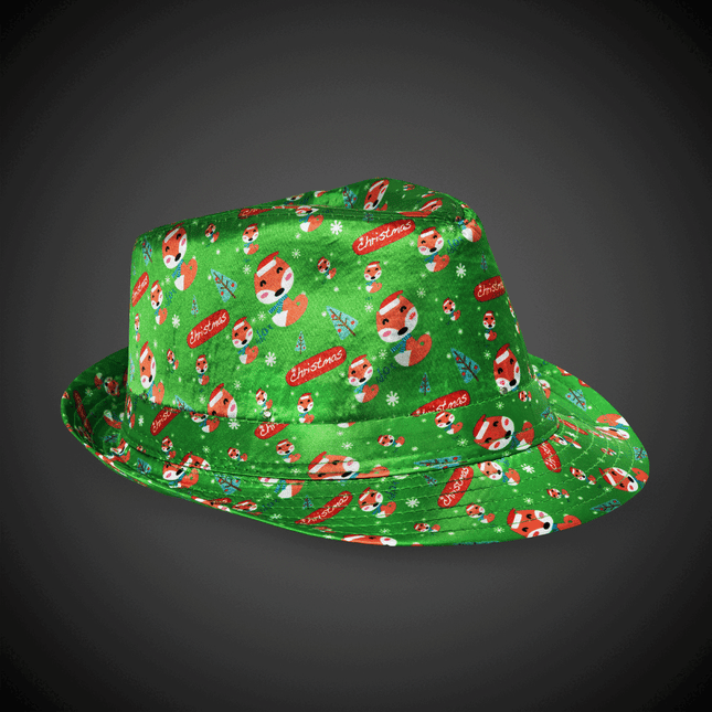 LED Christmas Fedora Hats Retail Display - 12 Hats Per Pack