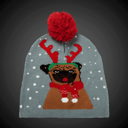 LED Christmas Knit Beanies Retail Hanging Display - 24 Assorted Hats Per Pack