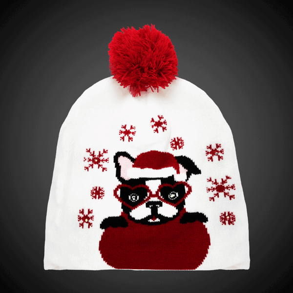 LED Christmas Knit Beanies Retail Hanging Display - 24 Assorted Hats Per Pack