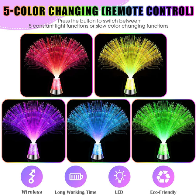 LED Color Changing Fiber Optic Centerpiece Lamp With Crystal Base - 2 Per Pack