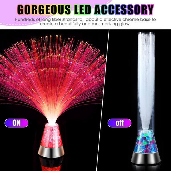 LED Color Changing Fiber Optic Centerpiece Lamp With Crystal Base - 2 Per Pack
