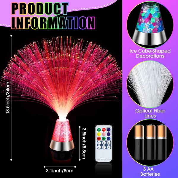 LED Color Changing Fiber Optic Centerpiece Lamp With Crystal Base - 2 Per Pack
