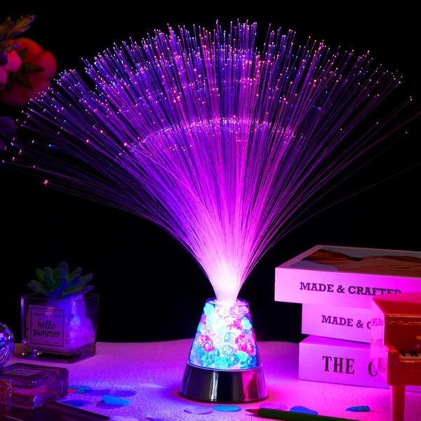 LED Color Changing Fiber Optic Centerpiece Lamp With Crystal Base - 2 Per Pack