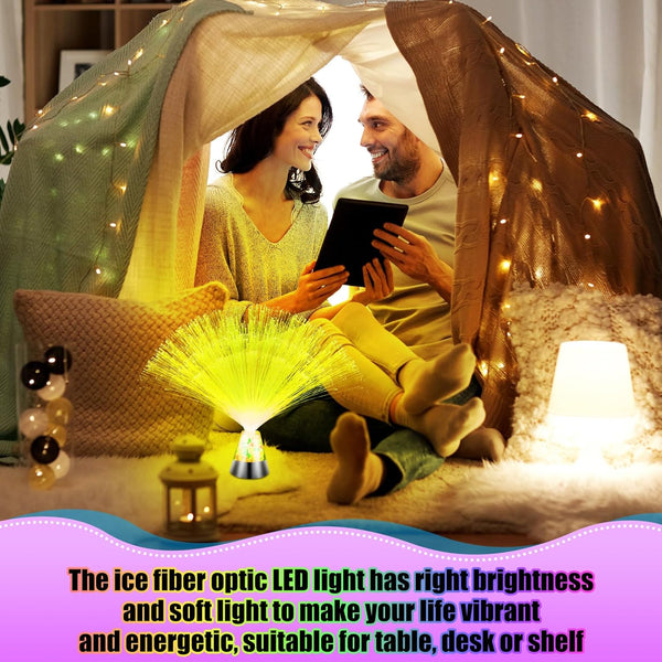 LED Color Changing Fiber Optic Centerpiece Lamp With Crystal Base - 2 Per Pack