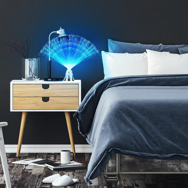 LED Color Changing Fiber Optic Centerpiece Lamp With Crystal Base - 2 Per Pack