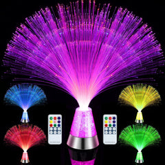 LED Color Changing Fiber Optic Centerpiece Lamp With Crystal Base - 2 Per Pack