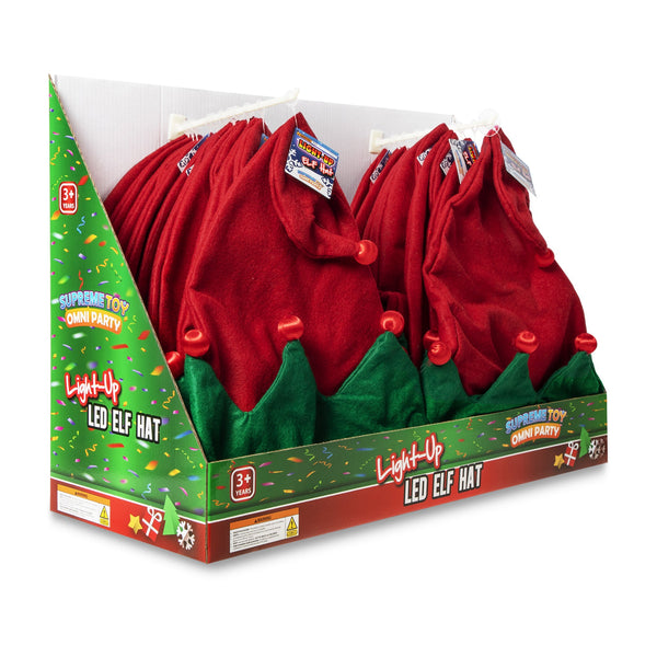 LED Elf Hats Retail Counter Display - 24 Hats Per Pack