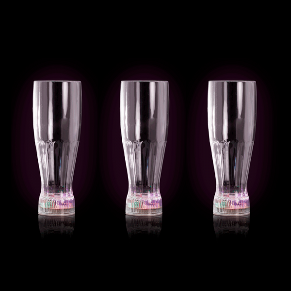 LED Flashing 12 Oz Pilsner Glasses With Freezable Base