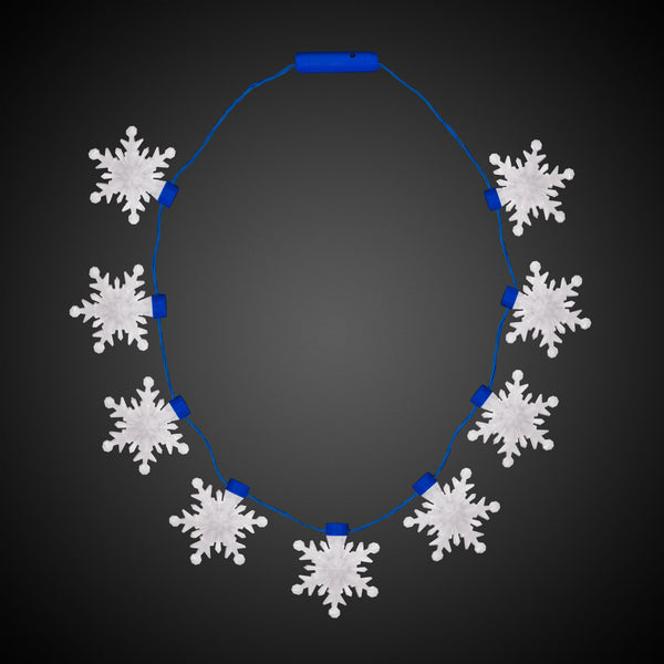 LED Flashing Blue Snowflakes Necklace
