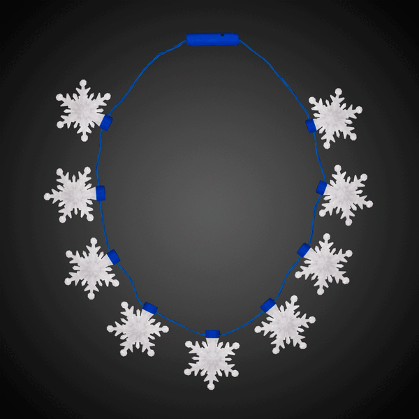 LED Flashing Blue Snowflakes Necklace