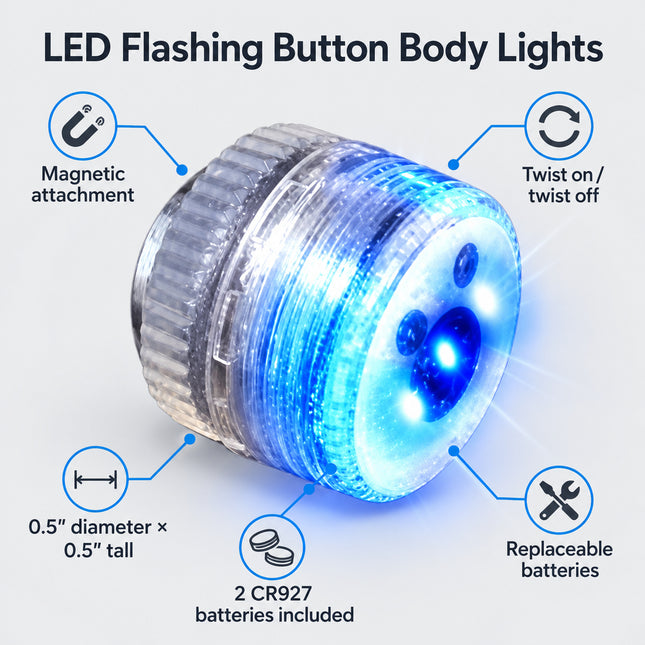 Infographic image for LED flashing button body lights