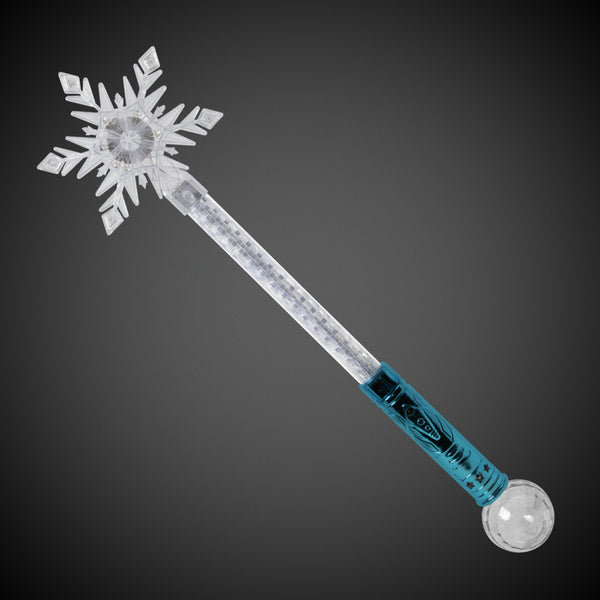 LED Flashing Jumbo Snowflake Wand With Ball