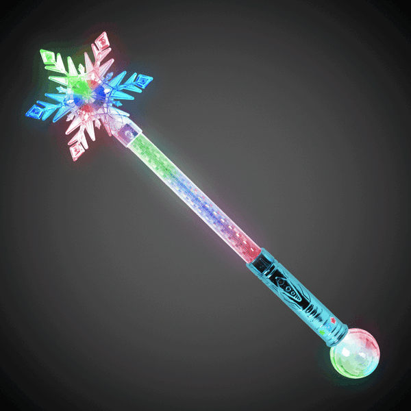 LED Flashing Jumbo Snowflake Wand With Ball
