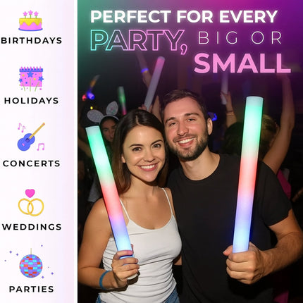 LED Light Up 16 Inch Multicolor Foam Stick Baton