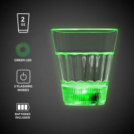LED Light Up Green 2 Oz Glow Shot Glass