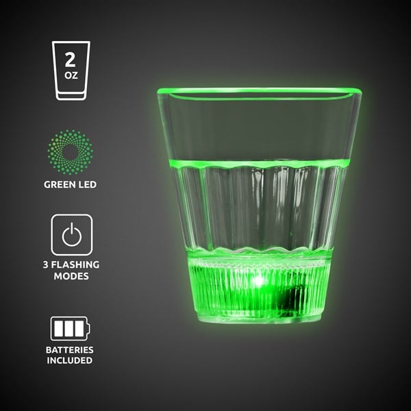 LED Light Up Green 2 Oz Glow Shot Glass