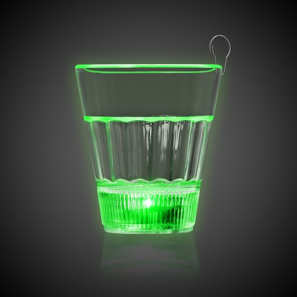 LED Green Light Up 2 Oz Shot Glass With Clip