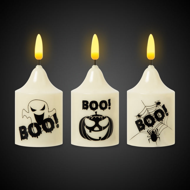 LED Halloween Boo Candles Retail Counter Display - 12 Per Pack