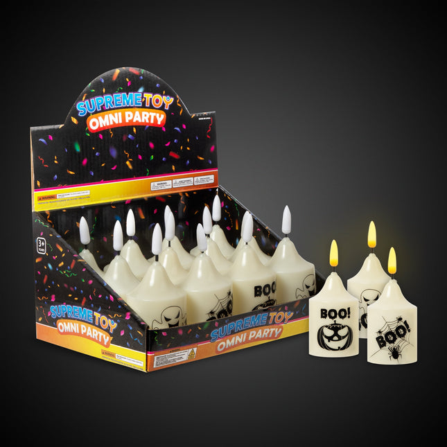 LED Halloween Boo Candles Retail Counter Display - 12 Per Pack