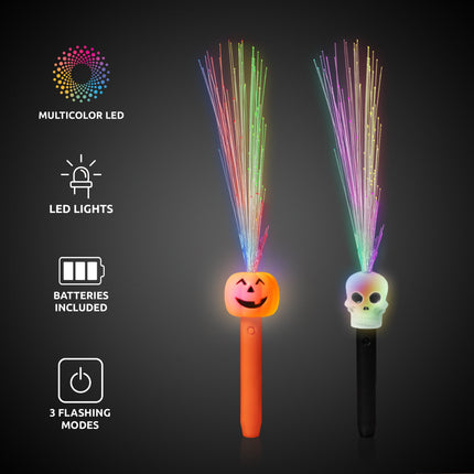 LED Halloween Fiber Optic Wands Retail Counter Display - Assorted 12 Per Pack
