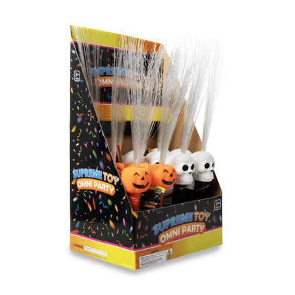 LED Halloween Fiber Optic Wands Retail Counter Display - Assorted 12 Per Pack