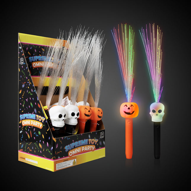 LED Halloween Fiber Optic Wands Retail Counter Display - Assorted 12 Per Pack