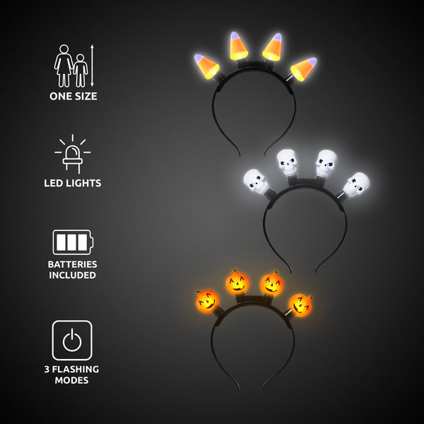LED Halloween Headbands Retail Counter Display - Assorted 12 Per Pack