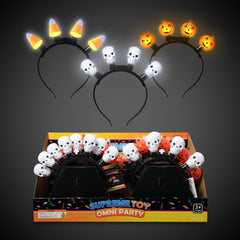 LED Halloween Headbands Retail Counter Display - Assorted 12 Per Pack