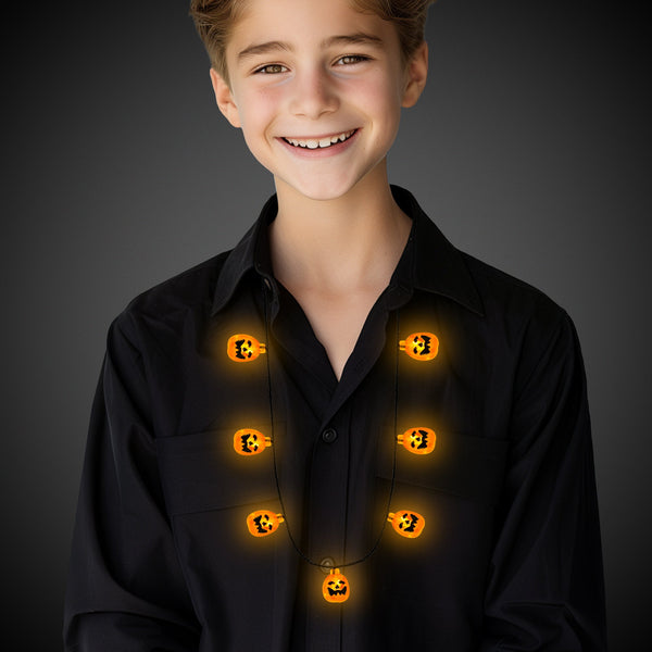 LED Halloween Necklaces Retail Hanging Display - Assorted 24 Per Pack