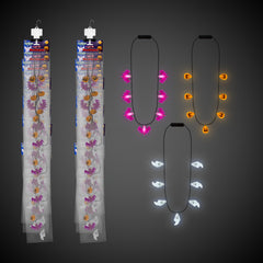 LED Halloween Necklaces Retail Hanging Display - Assorted 24 Per Pack