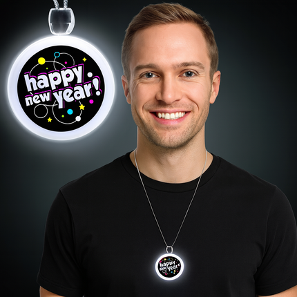 LED Happy New Year Pendant Necklace