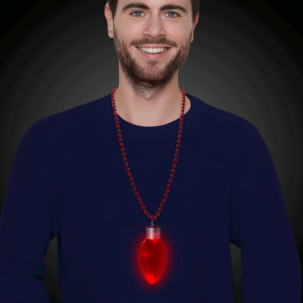Red LED Jumbo Christmas Bulb Necklace