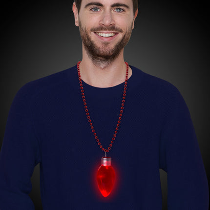 Red LED Jumbo Christmas Bulb Necklace