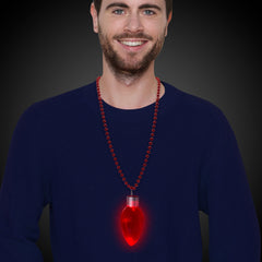 Red LED Jumbo Christmas Bulb Necklace