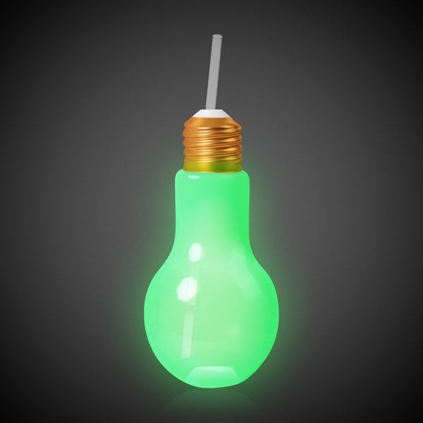 LED Light Up Bulb Cup with Lid & Straw