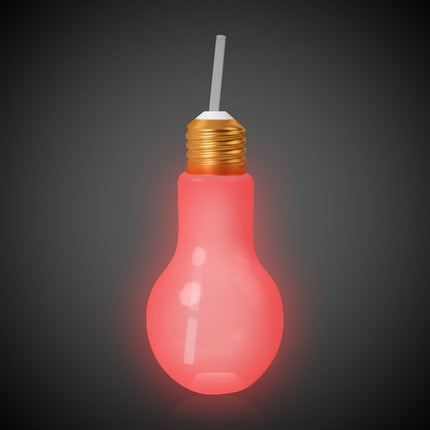 LED Light Up Bulb Cup with Lid & Straw